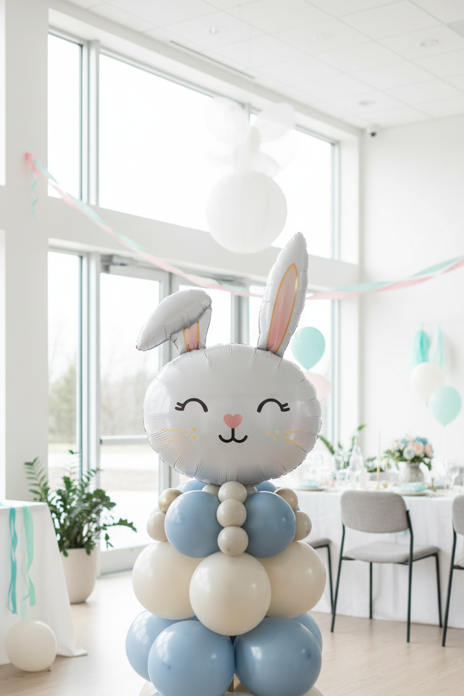 🐰 Blue Easter Bunny Air-Fill Balloon Column Kit - 4.5-Foot
