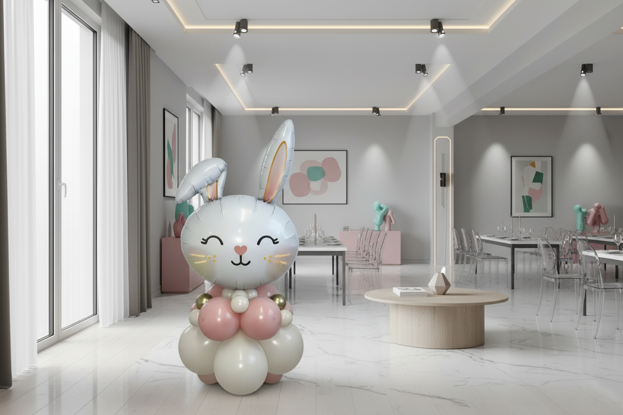🐰 Pink Easter Bunny Air-Fill Balloon Column Kit - 4.5-Foot