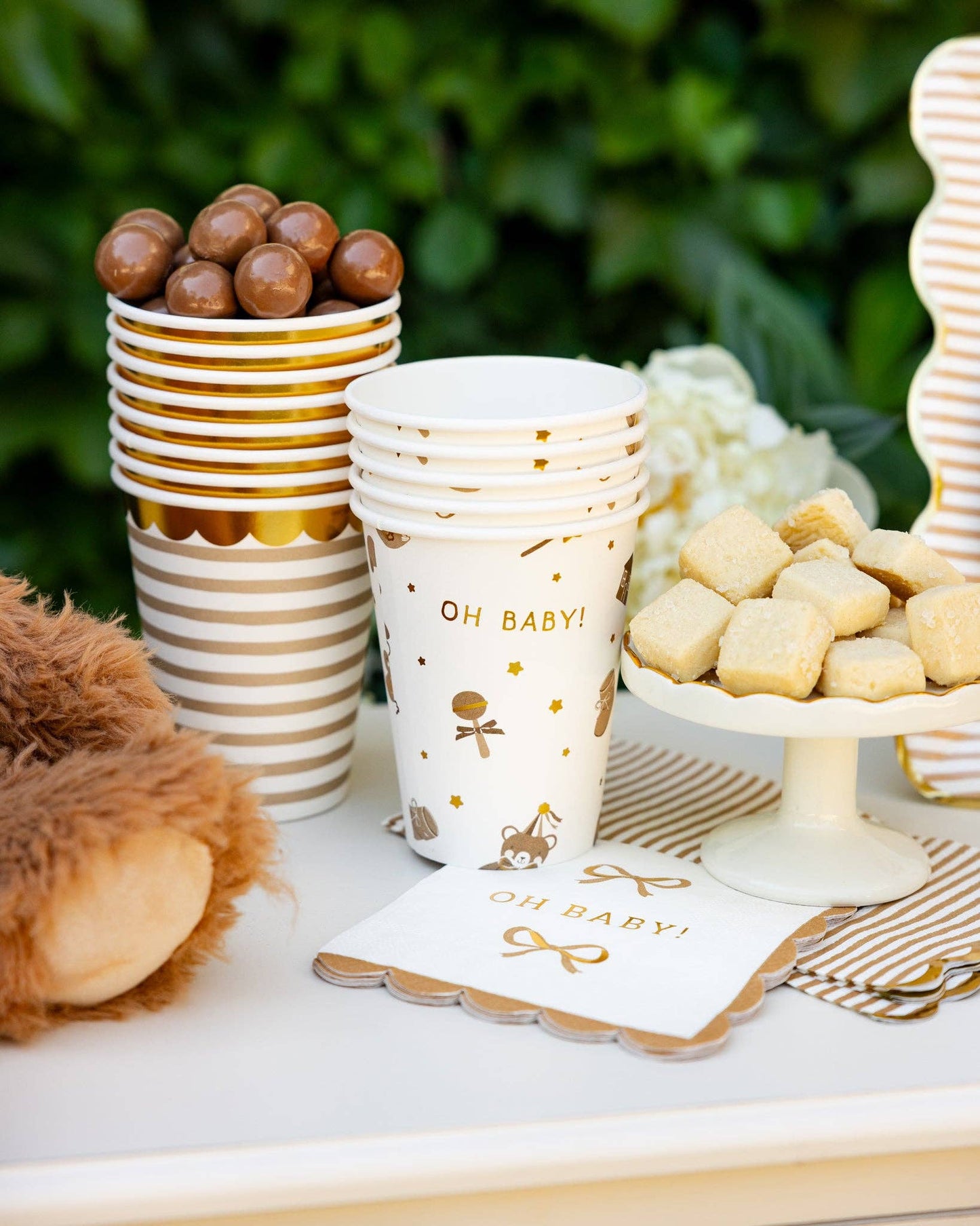 OH BABY GOLD AND TAN COCKTAIL NAPKIN