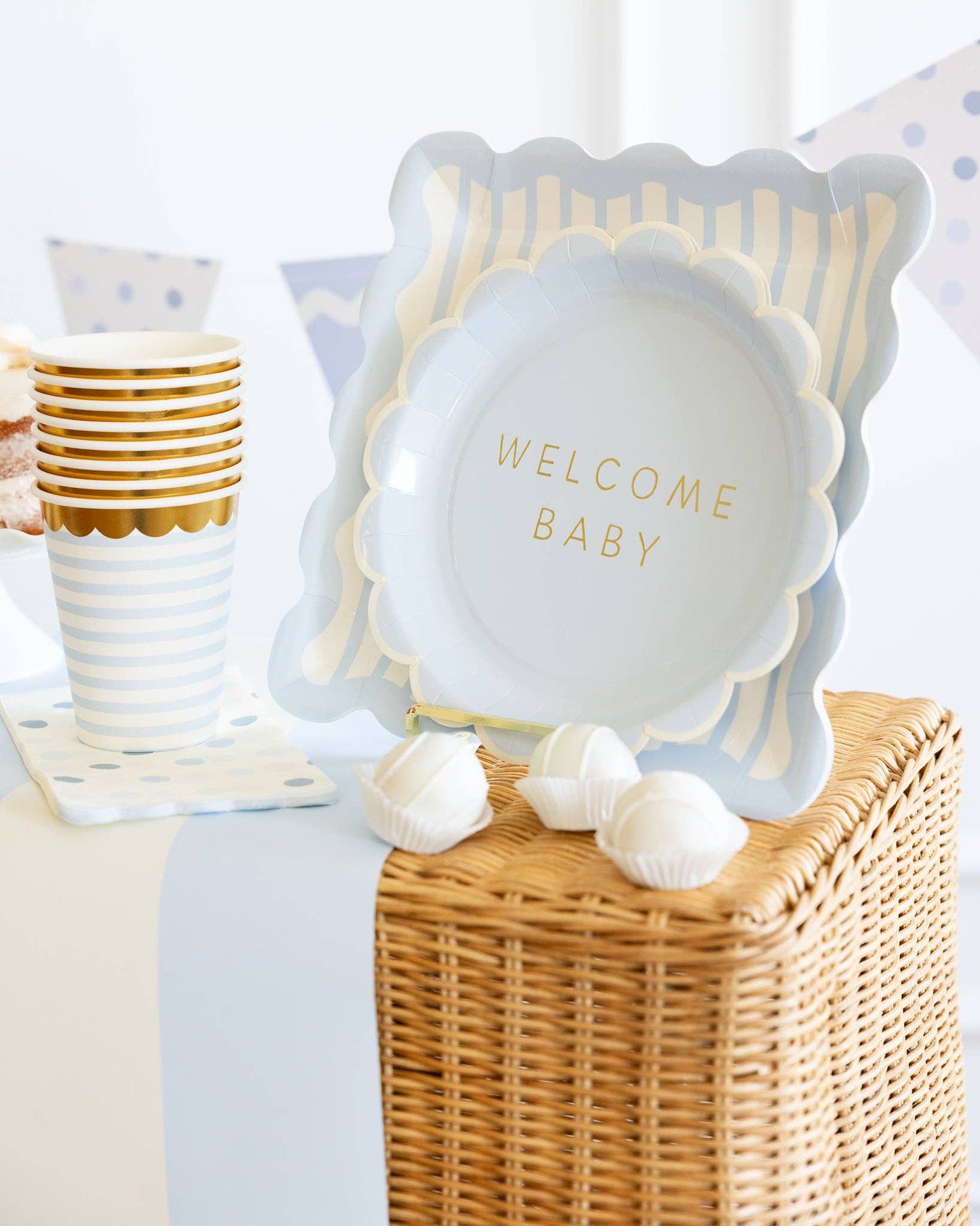 BABY BLUE POLKA DOT DINNER NAPKIN