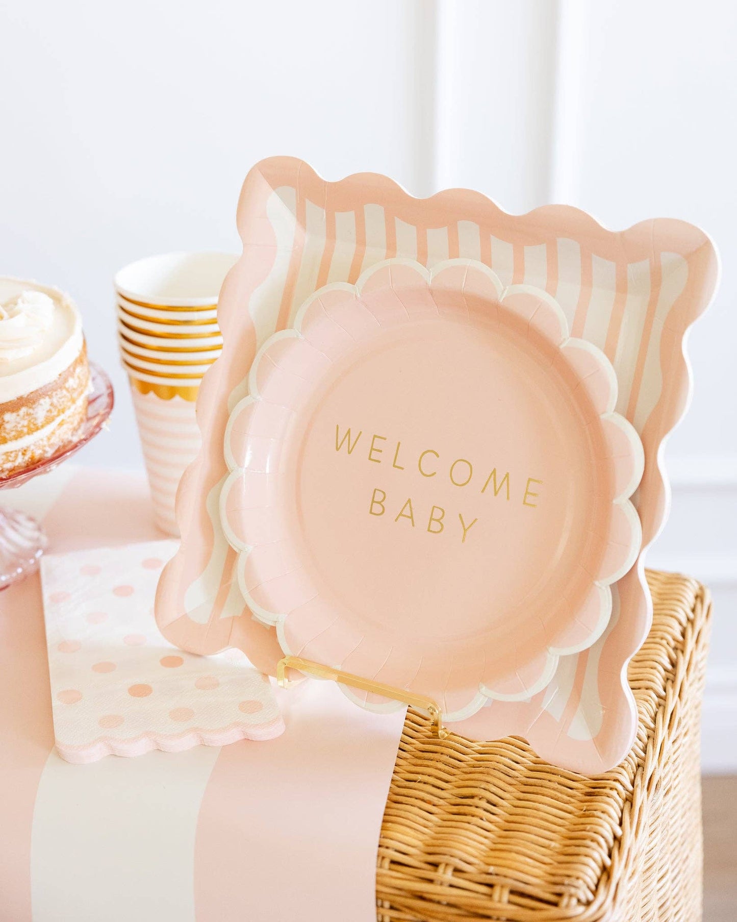 BABY PINK POLKA DOT DINNER NAPKIN